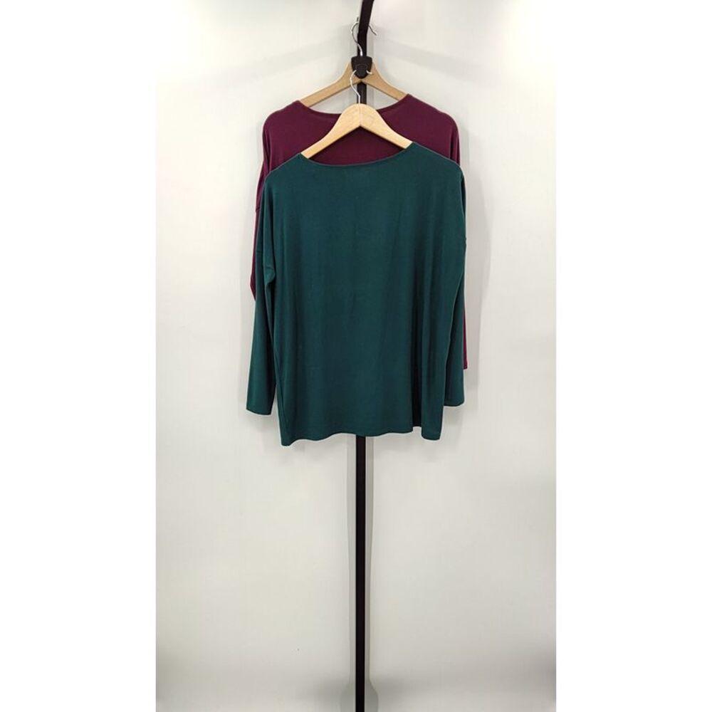 Quince Jersey Maternity Long Sleeve Tee 2-Pack Wine Tasting/Nocturnal Green XS - Picture 2 of 3